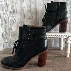 Franco Sarto Women’s Leather Lace Up Heeled Leather Ankle Boot Size 8